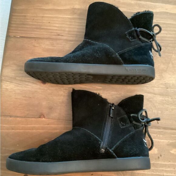KOOLABURRA BY UGG SHAZI MINI BOOTS BLACK SIZE 8 SUEDE & WOOL SIDE ZIP BOOTS - Picture 2 of 6
